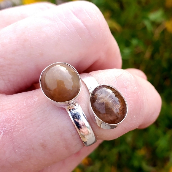 New Golden Rutile Adjustable 925 Silver Ring. - Picture 7 of 16